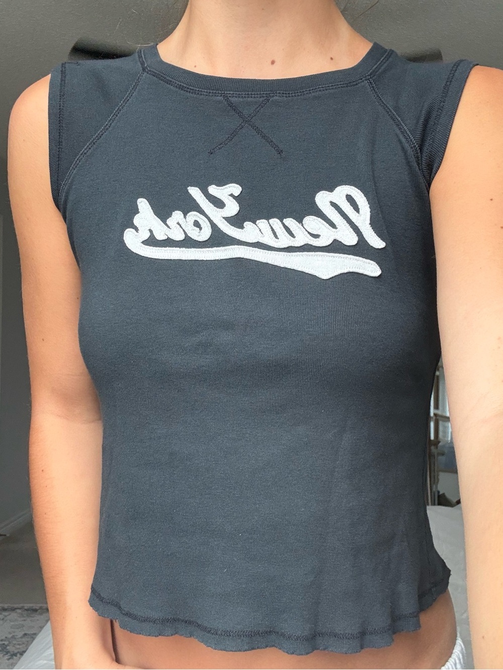 Brandy Melville Black Sleeveless Logo Tank Top